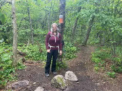 MWood after reaching her final summit to achieve the Catskill 3500. June 2022